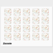 Sticker Carré Pastel Vintage Baby shower bébé fille (Feuille)