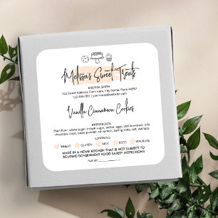 Sticker Carré Pastel Watercolor Modern Food License Home Boulang