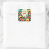 Sticker Carré 🍉 Pastèque Ananas Fraise Fête d'Été Fr (Sac)