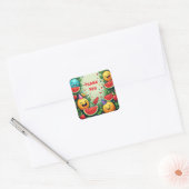 Sticker Carré 🍉 Pastèque Ananas Fraise Fête d'Été Fr (Enveloppe)
