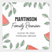 Sticker Carré Pastèque de l'arbre d'été de la Réunion familiale (Devant)