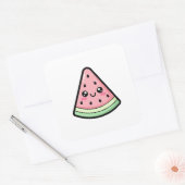 Sticker Carré Pastèque joyeuse – Illustration Kawaii Mignonne (Enveloppe)