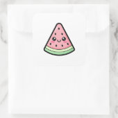 Sticker Carré Pastèque joyeuse – Illustration Kawaii Mignonne (Sac)
