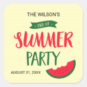 Sticker Carré Pastèque Rouge Vert Fin de la fête d'été (Devant)