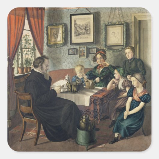 Sticker Carré Pasteur Johann Wilhelm Rautenberg et son (Devant)