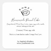Sticker Carré Pastry Chef Minimalist Bakery Ingredient Label (Devant)