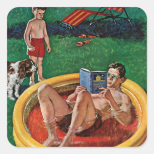 Sticker Carré Patauger la piscine