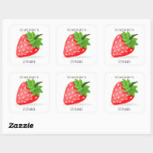 Sticker Carré Patch fraise (Feuille)