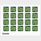 Sticker Carré Patchine ? texte & camo vert (Feuille)