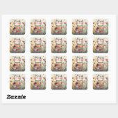 Sticker Carré Patchwork Cat Valentine (Feuille)