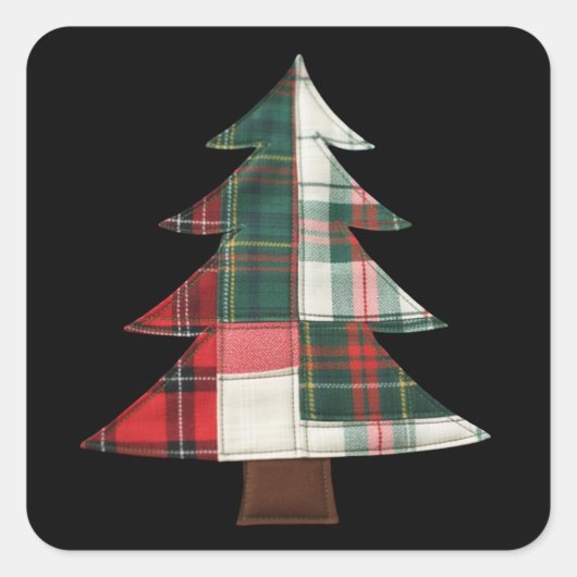 Sticker Carré Patchwork Christmas Tree Holiday Winter Xmas (Devant)