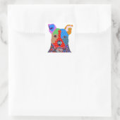 Sticker Carré Patchwork coloré mignon Pitbull Chien (Sac)