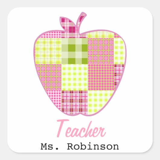 Sticker Carré Patchwork Inspiré Plaid Apple Enseignant (Devant)