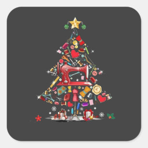 Sticker Carré Patchwork Joyeux Noël Arbre Patchwork Quilting