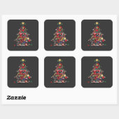 Sticker Carré Patchwork Joyeux Noël Arbre Patchwork Quilting (Feuille)