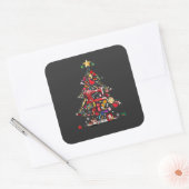 Sticker Carré Patchwork Joyeux Noël Arbre Patchwork Quilting (Enveloppe)