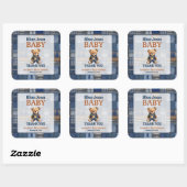 Sticker Carré Patchwork Western Denim Bear Blue Jean Baby Shower (Feuille)