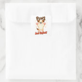 Sticker Carré Pâtes Et Refléter Le Chien Mignonne (Sac)