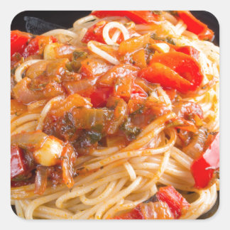 Sticker Carré Pâtes spaghetti à la sauce végétale