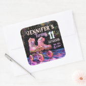 Sticker Carré Patinage Anniversaire Fête Invitation (Enveloppe)
