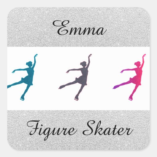 Sticker Carré Patinage artistique Silver Sparkle (Devant)