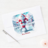 Sticker Carré Patinage de père Noël dans un pays d'hiver (Enveloppe)
