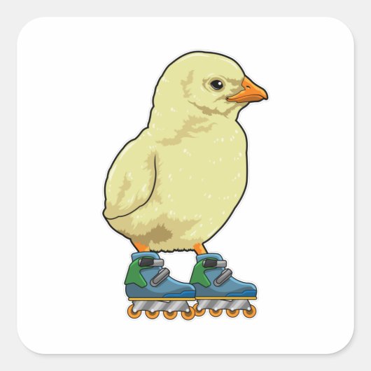 Sticker Carré Patinage en ligne avec patins en ligne (Devant)