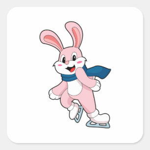 Sticker Carré Patinage sur glace sur lapin Patins sur glace