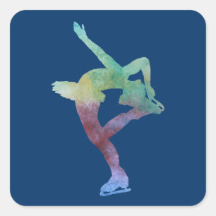 Sticker Carré Patineur artistique de Colorwashed