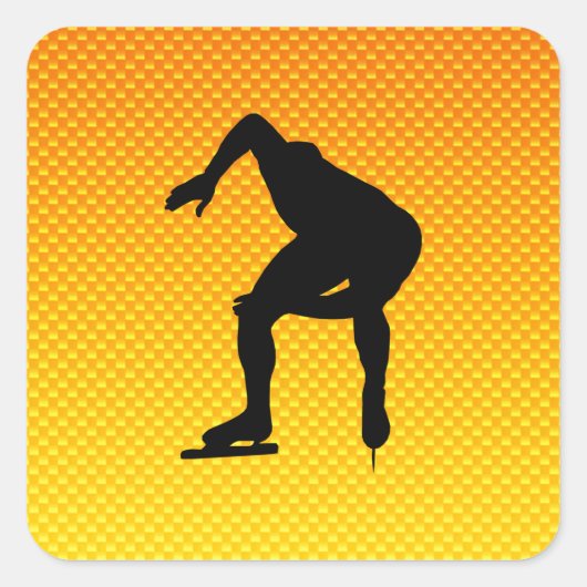 Sticker Carré Patineur de vitesse orange jaune (Devant)