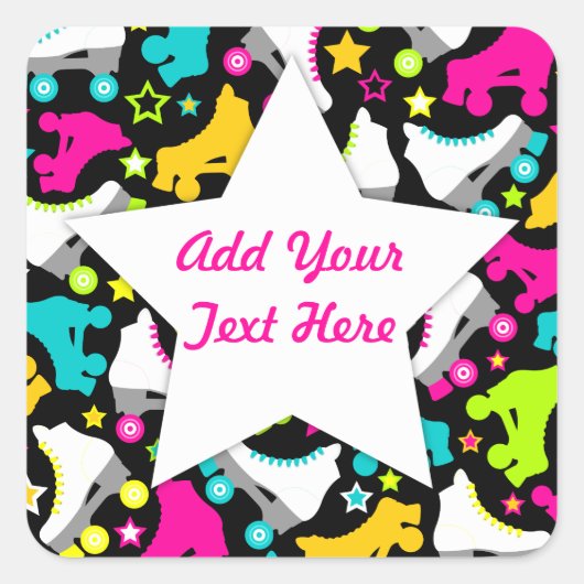 Sticker Carré Patins rétro (Devant)