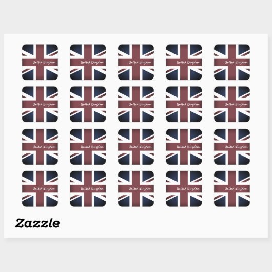 Sticker Carré Patriotes du drapeau britannique et Union Jack vin (Feuille)