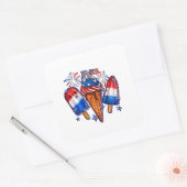 Sticker Carré Patriotic Popsicles Crème de glace 4 juillet (Enveloppe)