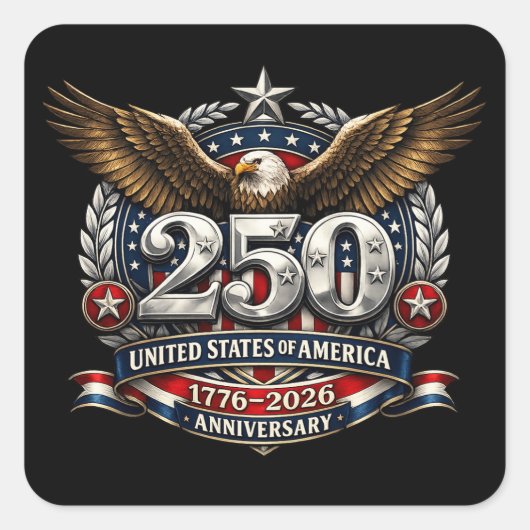 Sticker Carré Patriotic Silver Semiquincentennial Emblem (Devant)