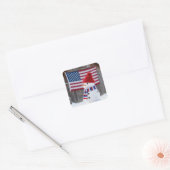 Sticker Carré Patriotic Snowman With American Flag (Enveloppe)