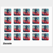 Sticker Carré Patriotic USA Hope Graphisme Art Design (Feuille)