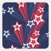 Sticker Carré Patriotique 4 juillet Étoiles Rouge Blanc Et Bleu (Devant)