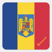 Sticker Carré Patriotique Roumanie & drapeau roumain, vacances / (Devant)
