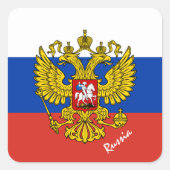 Sticker Carré Patriotique Russie & drapeau russe, vacances / spo (Devant)