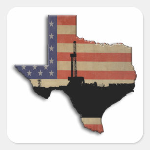 Sticker Carré Patriotique Texas Oil Forage Rig