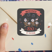 Sticker Carré Patriotique US 250 ans de liberté Famille d'aigle