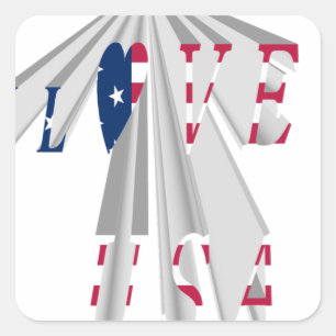 Sticker Carré Patriotisme effarant : I Love USA Perspective Art