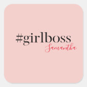 Sticker Carré Patron et nom de fille rose moderne | best Girly G (Devant)