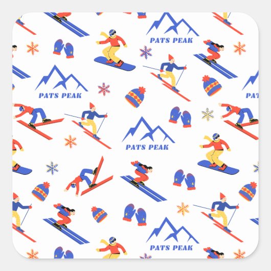 Sticker Carré Pats Peak New Hampshire Ski Snowboard Motif (Devant)