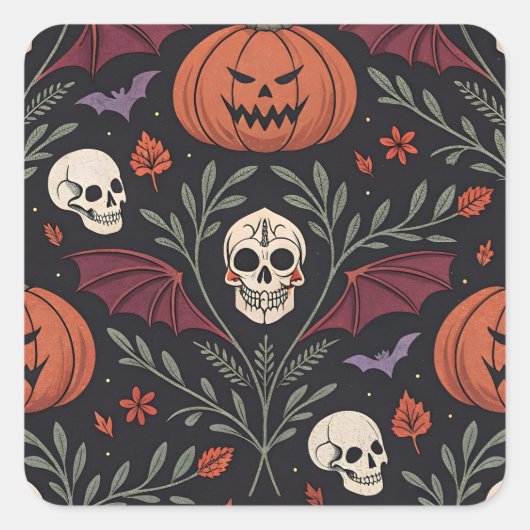 Sticker Carré Pattern d'Halloween (Devant)