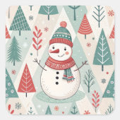 Sticker Carré Pattern Scandinavian Snowman (Devant)
