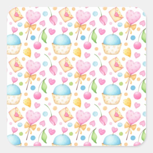 Sticker Carré Patters de Hearts and Muffins (Devant)