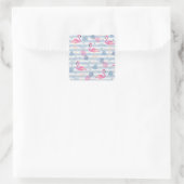 Sticker Carré Patters de Whimsical Flamingo et Pineapple (Sac)