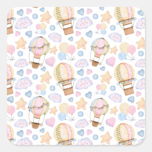 Sticker Carré Patters de Whimsical Watercolor (Devant)