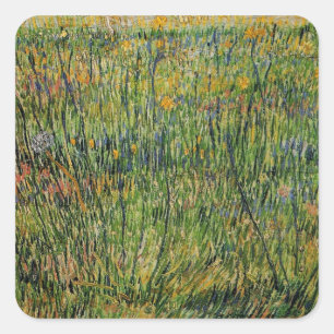 Sticker Carré Pâturage en fleurs de Vincent van Gogh